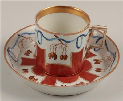 Dekor-Tasse mit Untertasse, - Antiques and Paintings