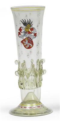 Stangenglas mit Vollwappen von Böhmen, - Antiquitäten & Bilder<br>Schwerpunkt Druckgrafik