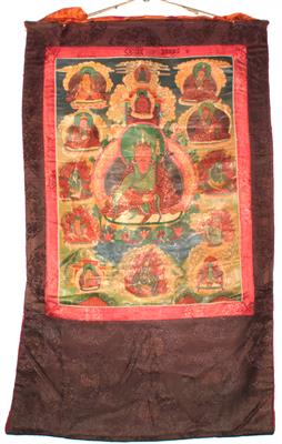 Tibet, Nepal: Ein sakrales Rollbild 'Thangka': Den Missionar und Religions-Gründer Padmasambhava darstellend. - Antiques and Paintings