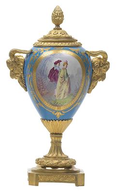 Deckel-Vase als Kerzenhalter mit "bronze doré"Montierung, - Antiquitäten & Bilder