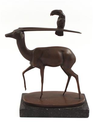 Josef Franz Riedl(1884-1965), Antilope mit Tukan, - Starožitnosti, Obrazy