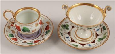 Kleiner Tafelaufsatz mit Untertasse und Tasse mit Untertasse, - Antiques and Paintings