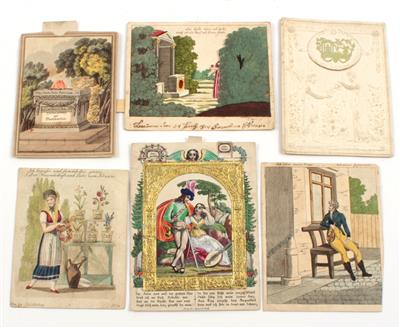 Konvolut 6 Biedermeier Glückwunschkarten, - Antiquitäten & Bilder