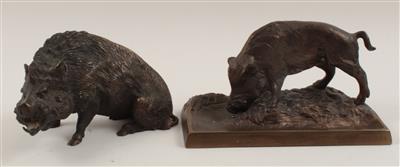 2 Wildschweine, - Antiques and Paintings