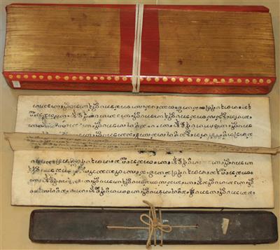 Konvolut (3 Stücke): 3 sakrale, buddhistische Manuskripte aus Burma (Myanmar): - Antiques and Paintings