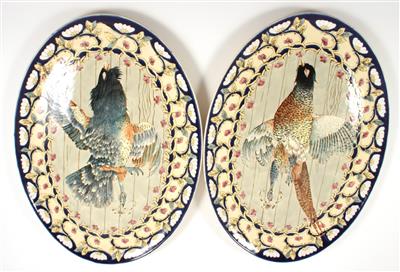 1 Paar ovale Wandteller, - Antiquitäten & Bilder