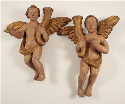 Paar bäuerliche Engel, - Antiquitäten & Bilder