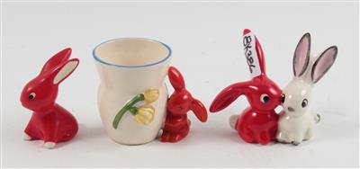Hase, Hasenpaar, kleine Vase mit Hasen, - Antiquitäten & Bilder