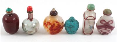 6 verschiedene Snuffbottles, - Antiquariato e Dipinti