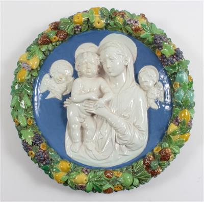 Tondo mit Darstellung Maria mit Kind im Relief, - Antiquitäten & Bilder