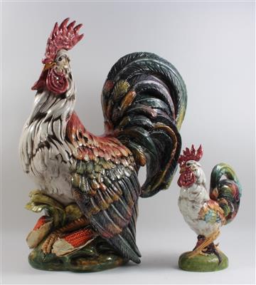 1 großer, 1 kleiner Hahn, - Saisonabschluß-Auktion Bilder Varia, Antiquitäten, Möbel, Teppiche und Design