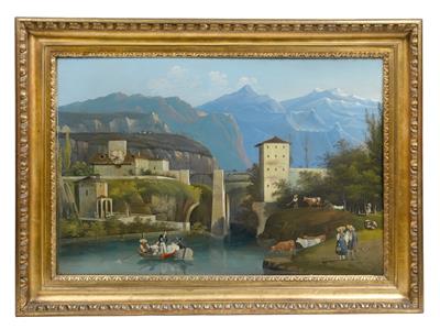 Biedermeier Bilderuhr "Ponte de Crevola" - Antiques and Paintings