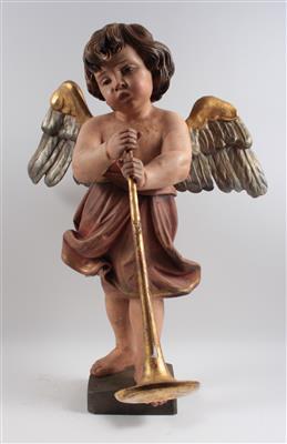 Paar stehende Engel mit Posaune, - Saisonabschluß-Auktion Bilder Varia, Antiquitäten, Möbel, Teppiche und Design