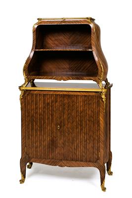 Seltenes französisches Aufsatzetagerenmöbel, - Saisonabschluß-Auktion Bilder Varia, Antiquitäten, Möbel, Teppiche und Design