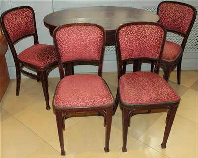 Vier Stühle und ovaler Tisch, - Antiquariato e Dipinti