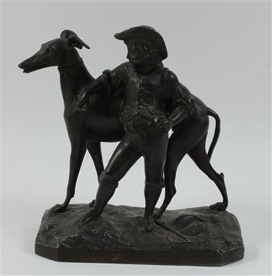 Knabe mit Windhund, - Antiquariato e Dipinti