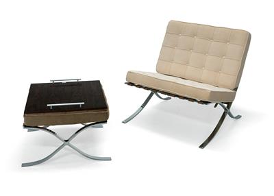 Lounge Sessel mit Fußhocker im Bauhaus-Stil, - Selected by Hohenlohe