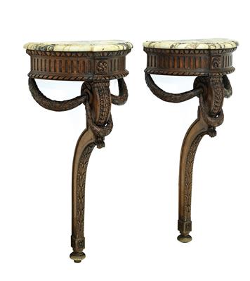 A pair of dainty semicircular console tables in Neo-Classical style, - Selected by Hohenlohe