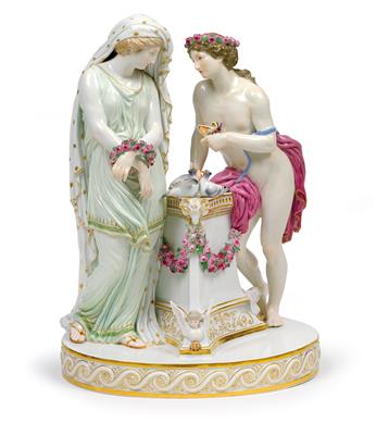 "Die besiegte Liebe", - Möbel und dekorative Kunst, Skulpturen und Antiquitäten, Glas und Porzellan