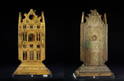 Gotisches Reliquiar, - Möbel und dekorative Kunst, Skulpturen und Antiquitäten, Glas und Porzellan