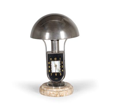 An Art Deco Table Lamp with Clock, “Mofém”, - Starožitnosti