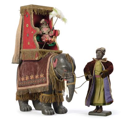 Elefant mit Reiter und Treiber, - Asiatika, Antiquitäten & Möbel
