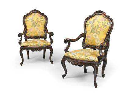 A Pair of Neo-Baroque Armchairs, - Asian Art, Works of Art and Furniture
