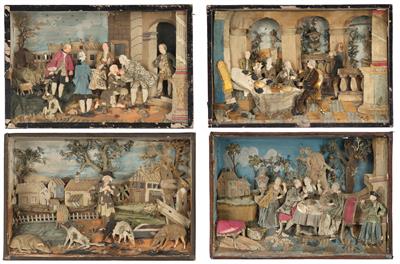 Four Rococo Collage Pictures, - Starožitnosti