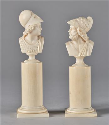 2 busts in antique style, - Asiatics, Works of Art and furniture
