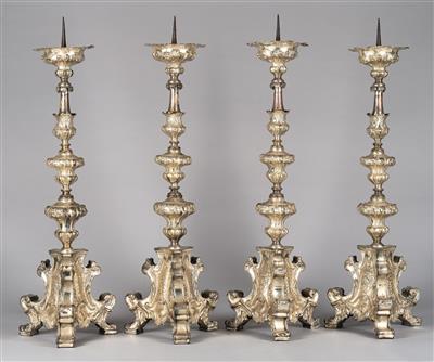 4 große Rokoko Kerzenleuchter, - Asiatika, Antiquitäten und Möbel