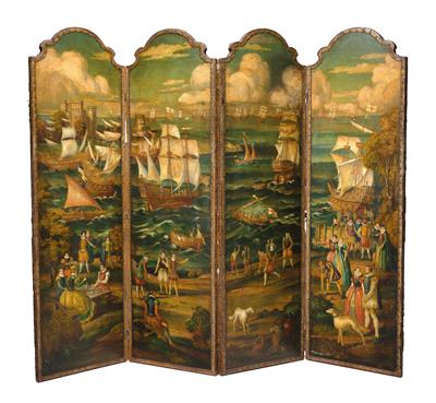 A four-piece screen - Asiatics, Works of Art and furniture