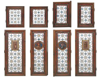 4 leaded glass windows with 4 matching skylights, - Asiatics, Works of Art and furniture