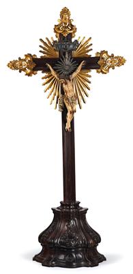 A Baroque free-standing crucifix with ivory figure of Christ, - Nábytek