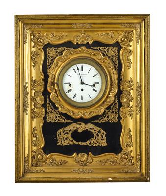 A Biedermeier frame clock with rare musical mechanism “Franz Nepomutzky in Hohenfurth”, - Asiatics, Works of Art and furniture