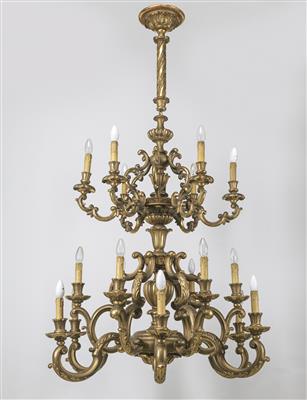 A large wooden chandelier, - Asiatics, Works of Art and furniture