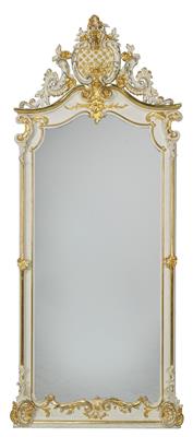 A large wall mirror on chest in Rococo style, - Nábytek