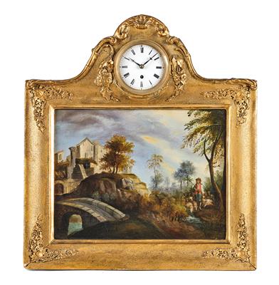 A small Biedermeier pictorial clock - Asiatics, Works of Art and furniture