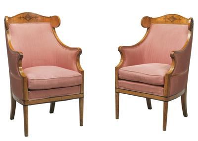 A pair of Biedermeier wing-back chairs, - Mobili