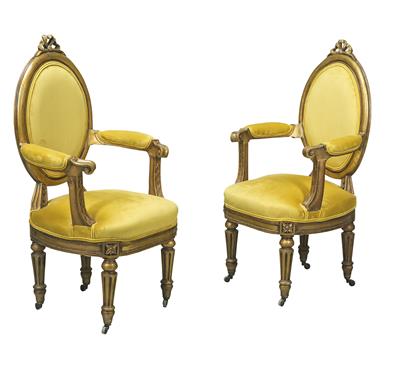 A pair of small armchairs, - Asiatics, Works of Art and furniture