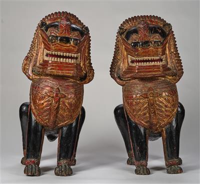 Paar Wächterlöwen, - Asiatika, Antiquitäten und Möbel