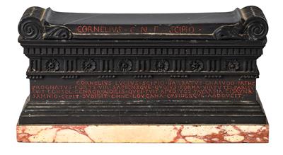 A miniature model of the sarcophagus of Lucius Cornelius Scipio Barbatus, - Asiatics, Works of Art and furniture