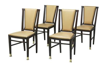 A set of 4 art Art Nouveau chairs, - Nábytek