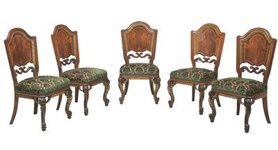 A set of 5 chairs, - Asiatics, Works of Art and furniture