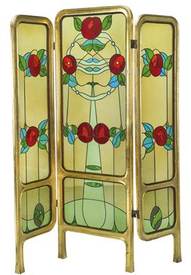 A Late Art Nouveau glass screen, - Asiatics, Works of Art and furniture