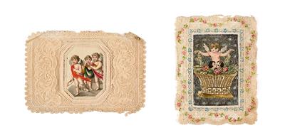 Two lace cards with cupids, - Nábytek