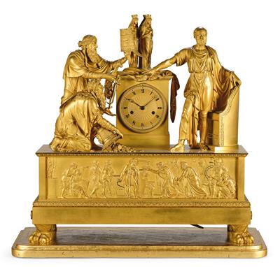 An Oversized Empire Ormolu Mantel Clock ‘Hypocrate refusant les présents d’Artaxerxès’ ‘Laguesse & Cie à Paris’, - L’Art de Vivre