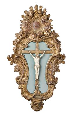 Barocker Elfenbein Christus in vergoldetem Rahmen, - Möbel und Antiquitäten