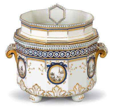 Bayerisches Königsservice “Perlservice”, Porzellan, Kühlgefäß mit Deckel und Innenschale, - Möbel und Antiquitäten