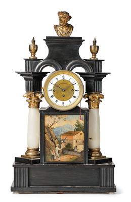 A Biedermeier Portal Clock with Water Automaton and Musical Mechanism - Antiquariato