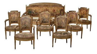 Elegante Louis XVI Salonsitzgarnitur, - Möbel und Antiquitäten